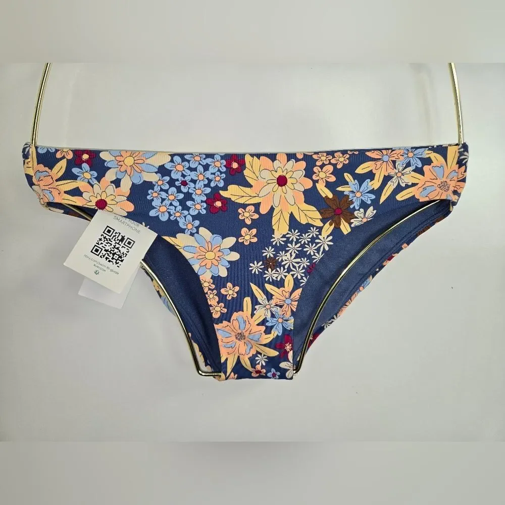 Roxy Beach Classics Hipster Bikini Bottoms Sz XS Bijou Blue New Tropic F…